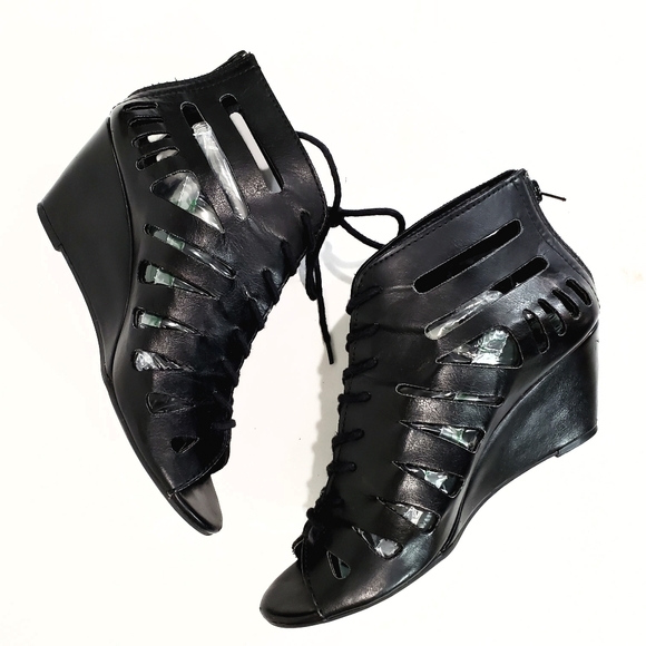 Brash Black Wedge Gladiator Sandal Shoe Size 8.5 - Picture 5 of 12